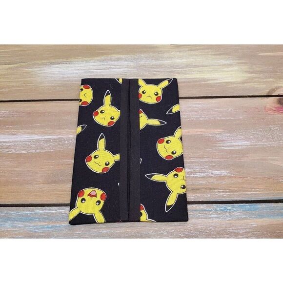 Pikachu Black Pokemon Tossed Pocket Tissue Fabric Cover Holder Gift Handmade - Picture 1 of 3